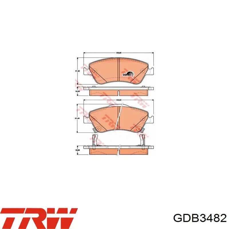 GDB3482 TRW Колодки гальмівні задні, дискові