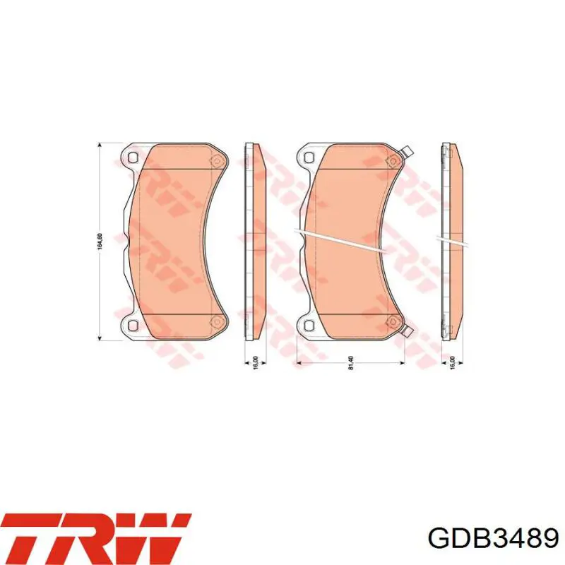 GDB3489 TRW колодки гальмівні передні, дискові