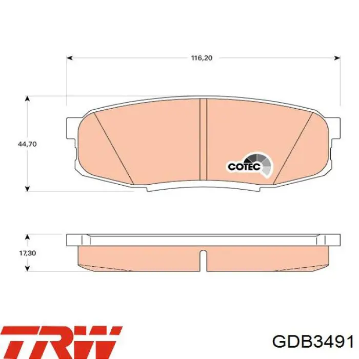 Задні гальмівні колодки TRW GDB3491 ціна, від 40.72 USD