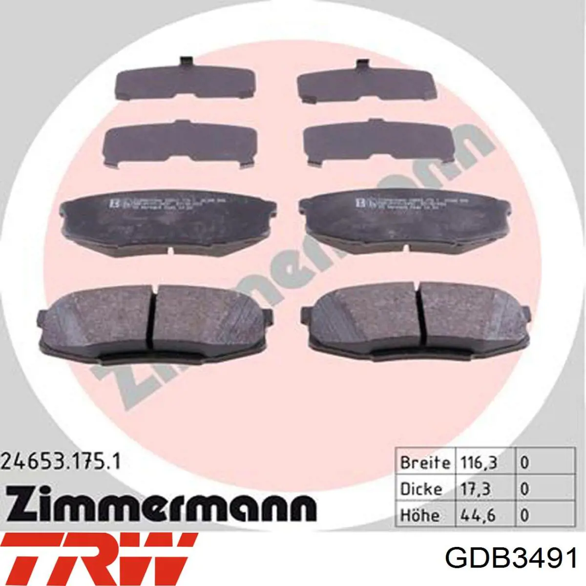 Задні гальмівні колодки GDB3491 TRW