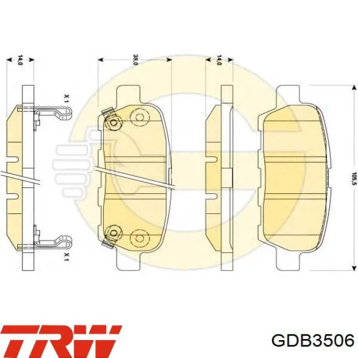 GDB3506 TRW колодки гальмівні передні, дискові