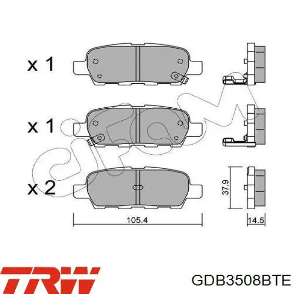 Передні тормозні колодки GDB3508BTE TRW