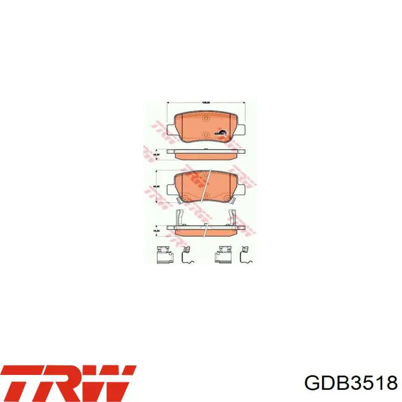 Передні тормозні колодки GDB3518 TRW