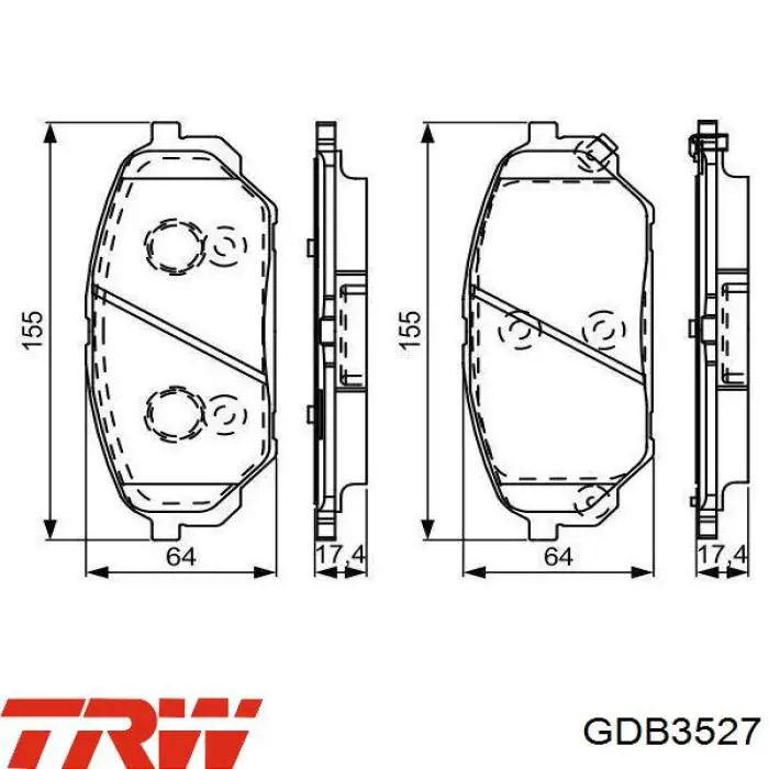 Передні тормозні колодки GDB3527 TRW