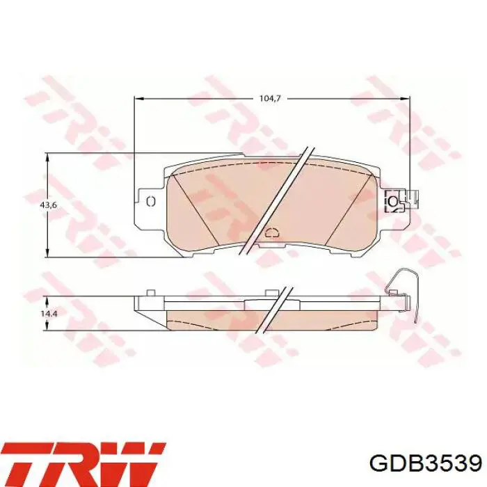 GDB3539 TRW колодки гальмові задні, дискові