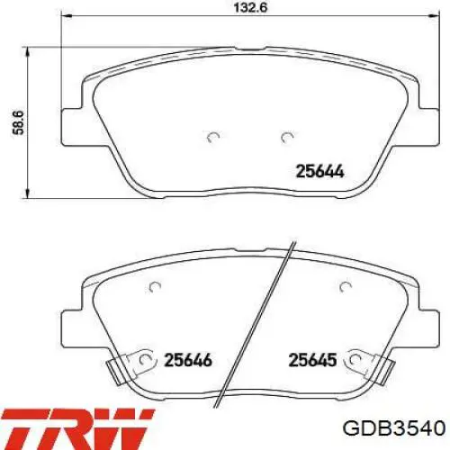 Передні тормозні колодки GDB3540 TRW