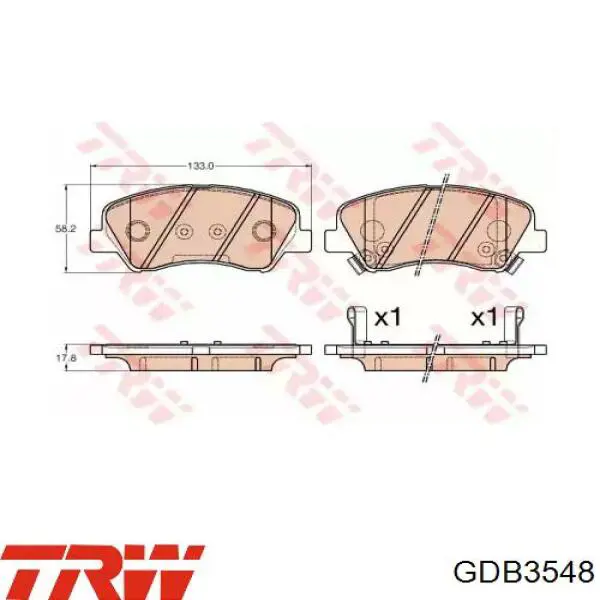 Купити GDB3548 TRW Колодки гальмівні передні, дискові