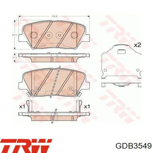 Купити GDB3549 TRW Колодки гальмівні передні, дискові