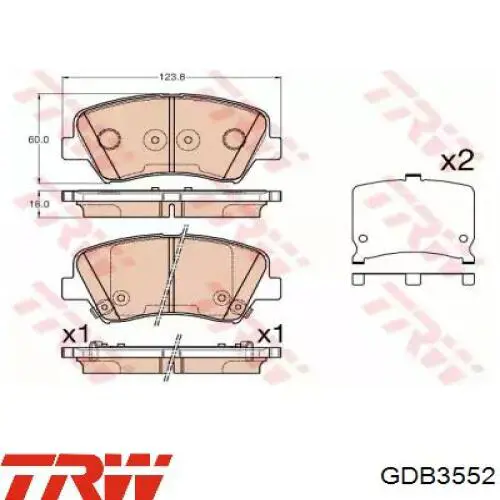 Купити GDB3552 TRW Колодки гальмівні передні, дискові