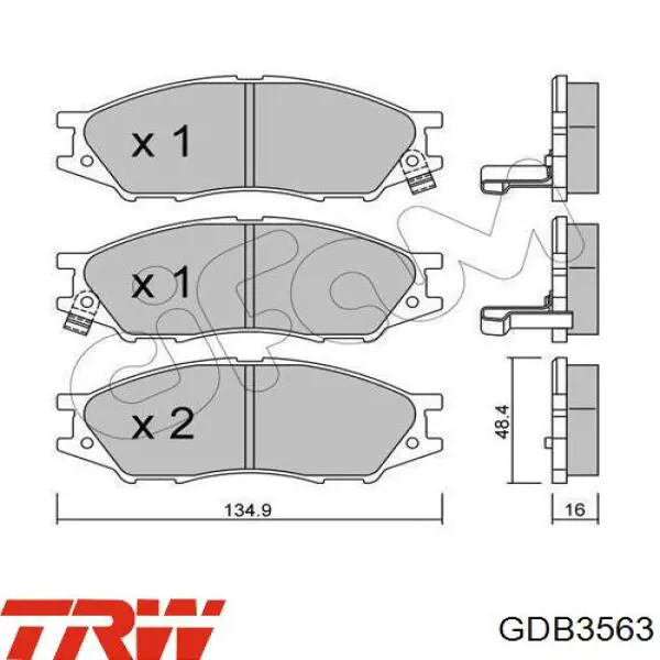 Передні тормозні колодки GDB3563 TRW