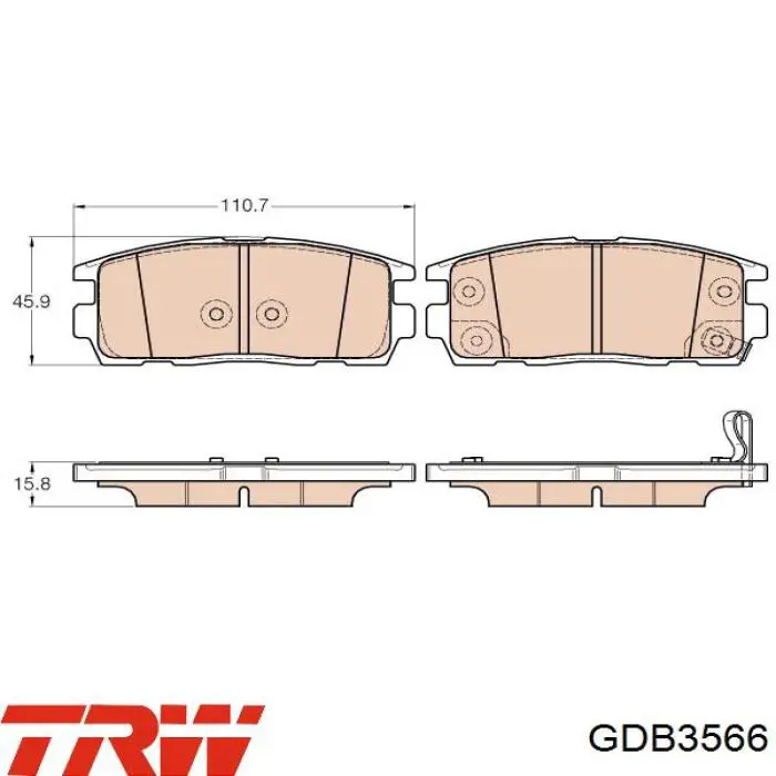 Колодки гальмові задні, дискові GDB3566 TRW