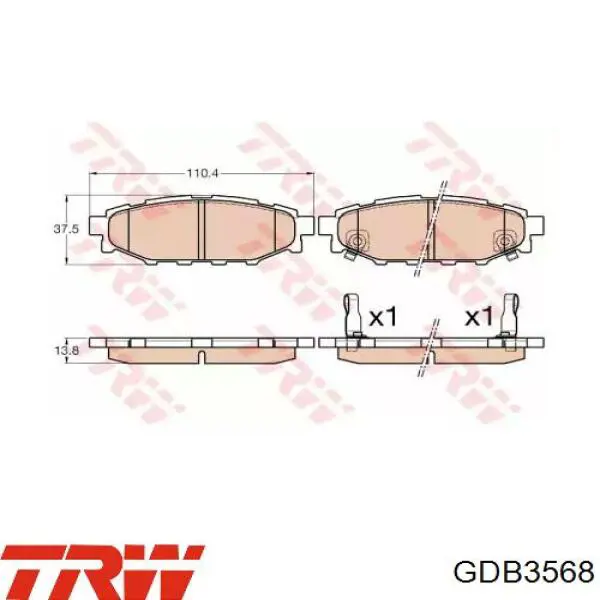Задні гальмівні колодки TRW GDB3568 ціна, від 28.76 USD