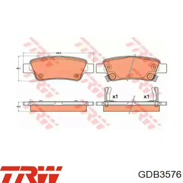 Задні гальмівні колодки TRW GDB3576 ціна, від 24.59 USD