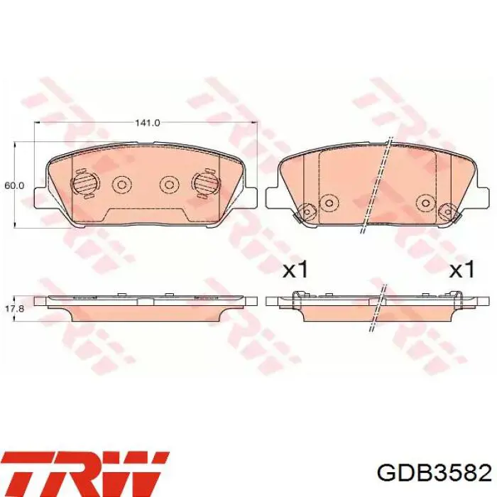 Купити GDB3582 TRW Колодки гальмівні передні, дискові