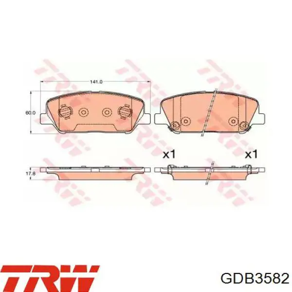 GDB3582 TRW колодки гальмівні передні, дискові