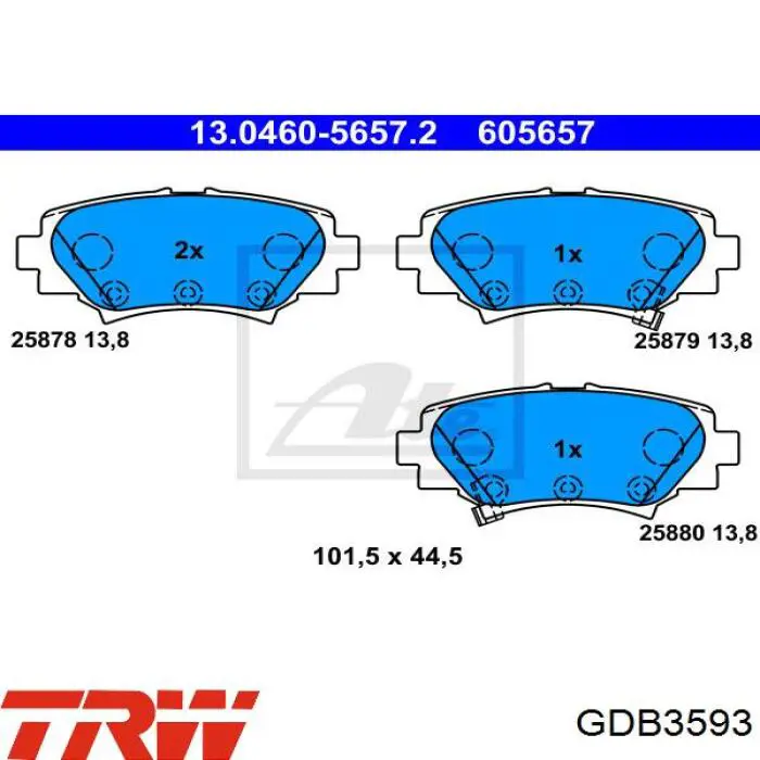 GDB3593 TRW Колодки гальмівні задні, дискові