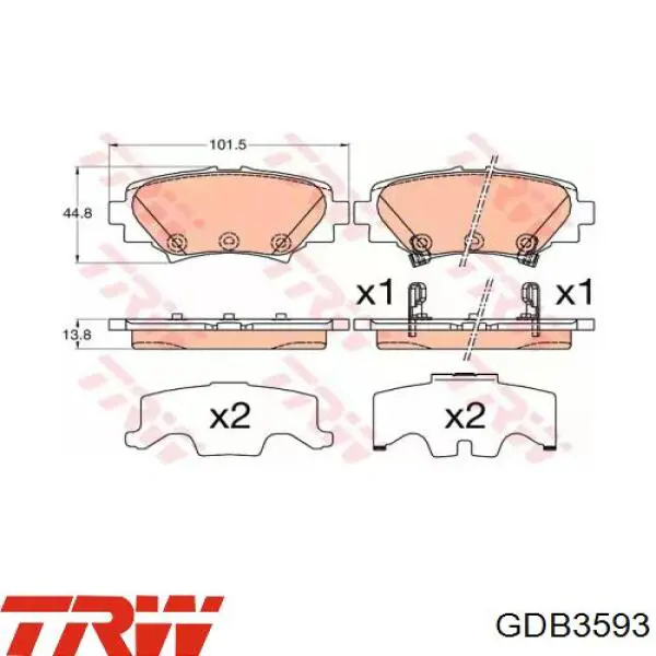 Задні гальмівні колодки TRW GDB3593 ціна, від 26.92 USD
