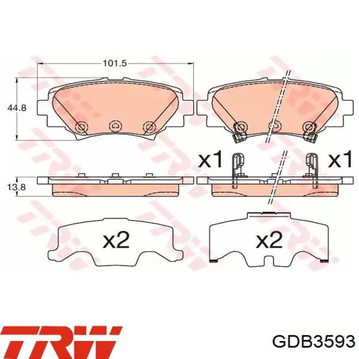 GDB3593 TRW Колодки гальмівні задні, дискові