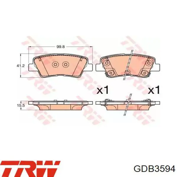 Купити GDB3594 TRW Задні колодки