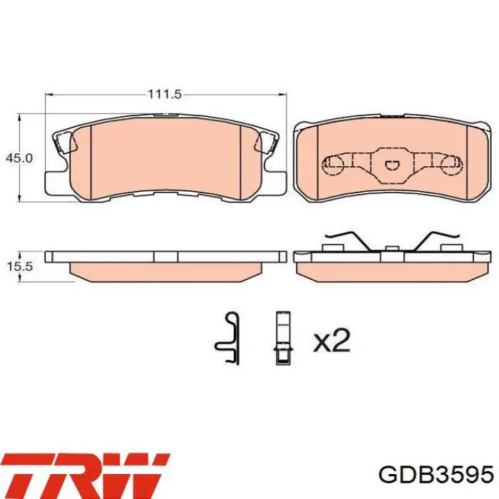 GDB3595 TRW колодки гальмові задні, дискові