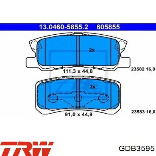 Задні гальмівні колодки GDB3595 TRW