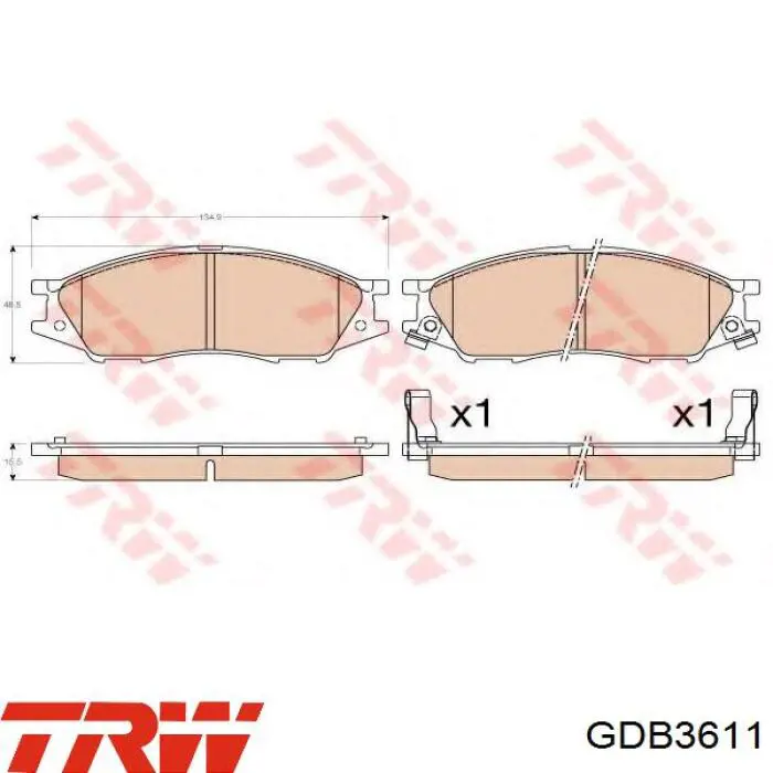 GDB3611 TRW колодки гальмівні передні, дискові