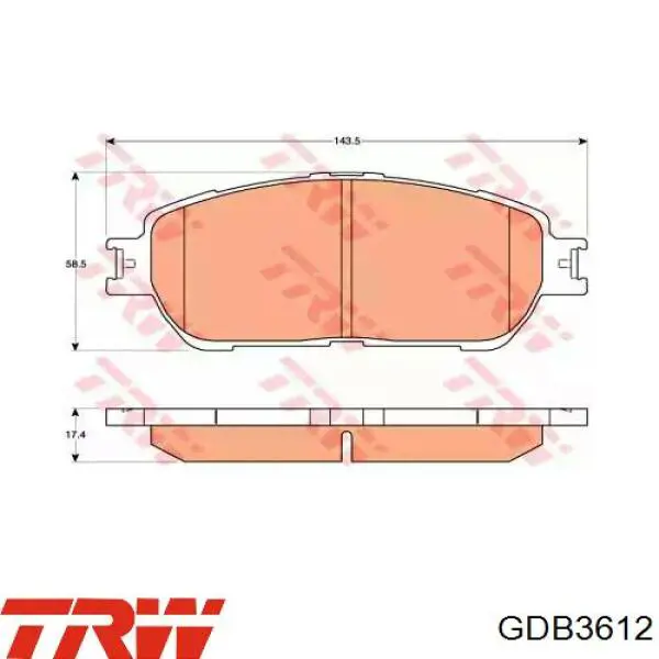 Передні тормозні колодки GDB3612 TRW