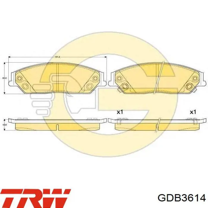 Купити GDB3614 TRW Колодки гальмівні передні, дискові