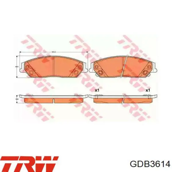 Передні тормозні колодки GDB3614 TRW