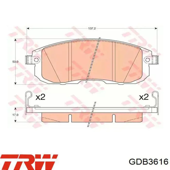 Гальмівні колодки TRW GDB3616 ціна, від 35.21 USD