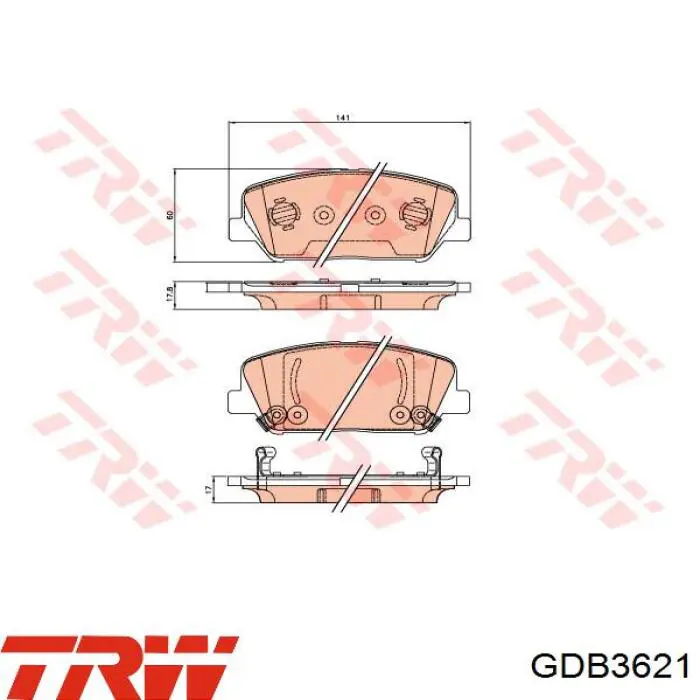 Колодки гальмівні передні, дискові GDB3621 TRW