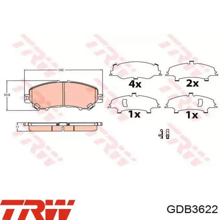 Гальмівні колодки TRW GDB3622 ціна, від 34.21 USD