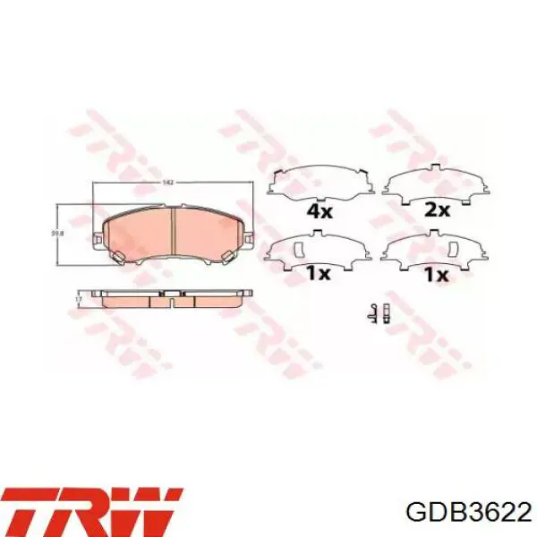 Колодки гальмівні передні, дискові GDB3622 TRW