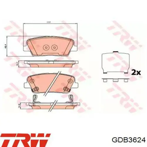 Колодки гальмові задні, дискові GDB3624 TRW