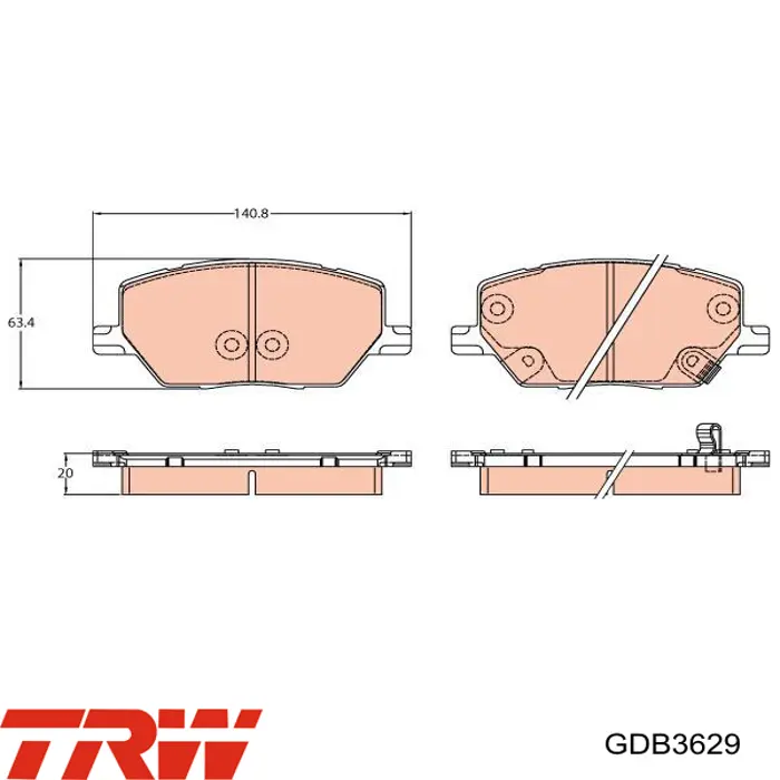 Передні тормозні колодки GDB3629 TRW