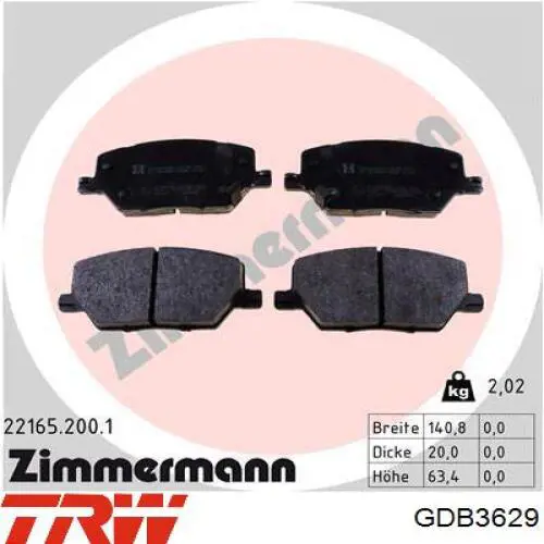 Гальмівні колодки TRW GDB3629 ціна, від 56.92 USD
