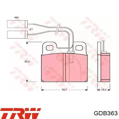 GDB363 TRW Колодки гальмівні задні, дискові