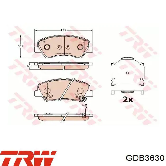 Купити GDB3630 TRW Колодки гальмівні передні, дискові