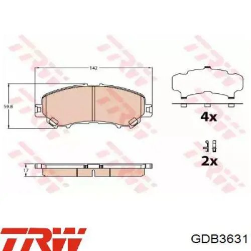Передні тормозні колодки GDB3631 TRW