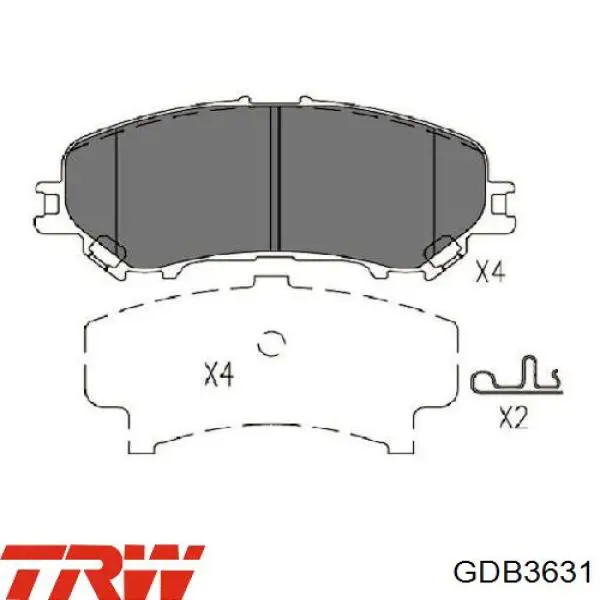 Купити GDB3631 TRW Колодки гальмівні передні, дискові