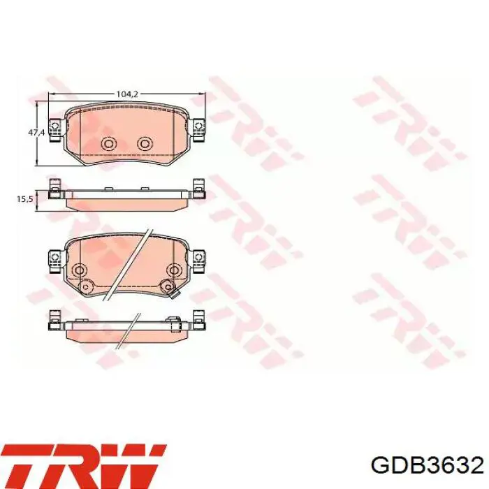 Купити GDB3632 TRW Задні колодки