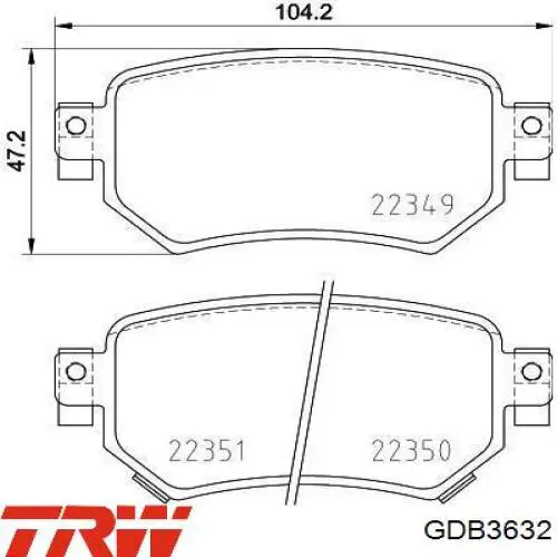 Колодки гальмові задні, дискові GDB3632 TRW