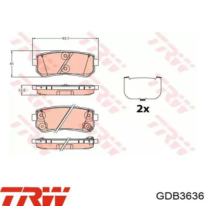 Колодки гальмові задні, дискові GDB3636 TRW