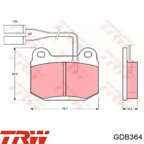 Купити GDB364 TRW Колодки гальмівні передні, дискові