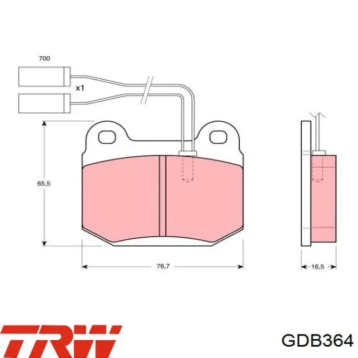 GDB364 TRW колодки гальмівні передні, дискові