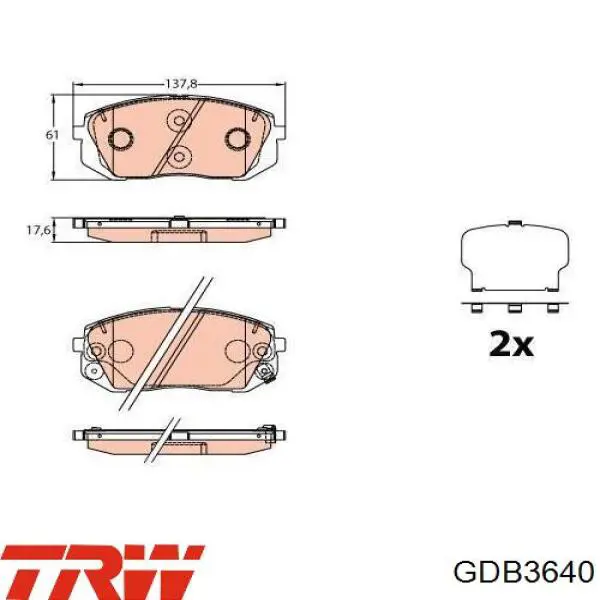 Колодки гальмівні передні, дискові GDB3640 TRW