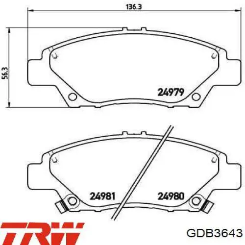 Гальмівні колодки TRW GDB3643 ціна, від 30.93 USD
