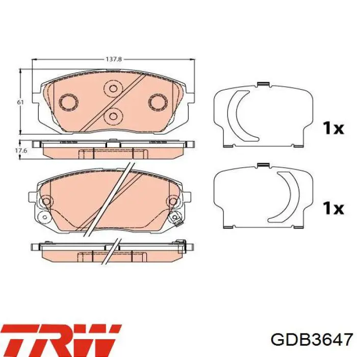 Гальмівні колодки TRW GDB3647 ціна, від 37.86 USD