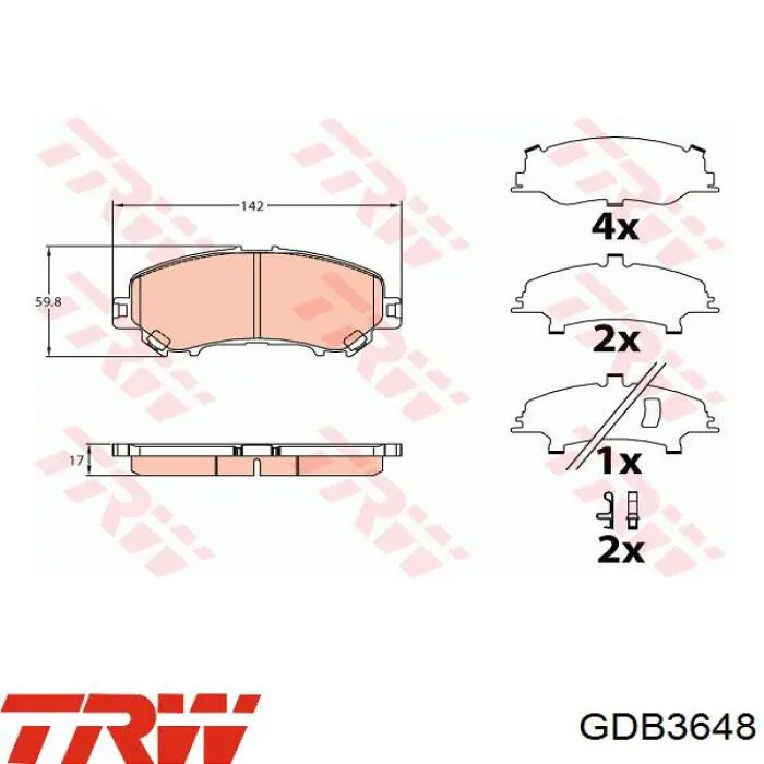 Передні тормозні колодки GDB3648 TRW
