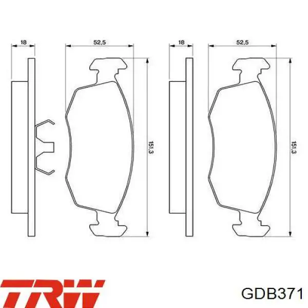 Купити GDB371 TRW Колодки гальмівні передні, дискові